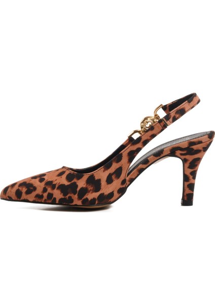 312390 Z Leopar Kadın Topuklu Ayakkabı Stiletto Düğün Nişan Ayakkabısı