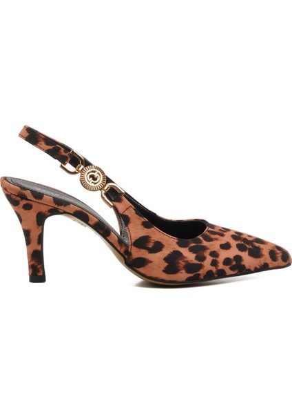 312390 Z Leopar Kadın Topuklu Ayakkabı Stiletto Düğün Nişan Ayakkabısı