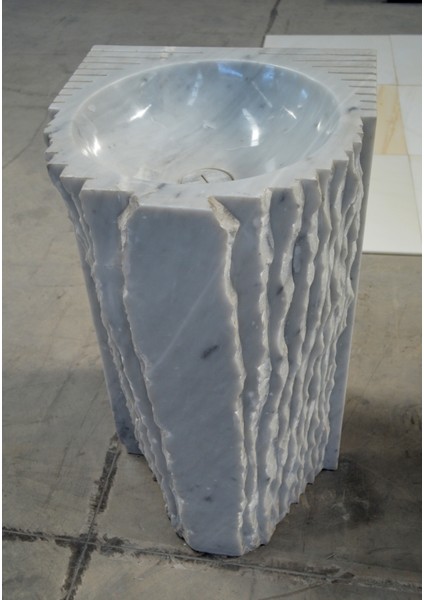 Tasarım Dikey Beyaz Mermer Lavabo-K1