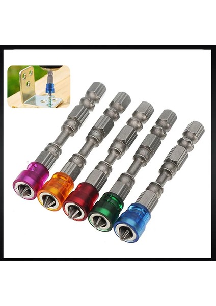 Tornavida Uçları Kaymaz Elektrikli Altıgen Manyetik Tornavida 65MM S2 Ph2 Tek Kafa Bit Aracı 5 Renk / 1/4 Inç Hex Shank Alçıpan Elektrikli Tornavida Seti