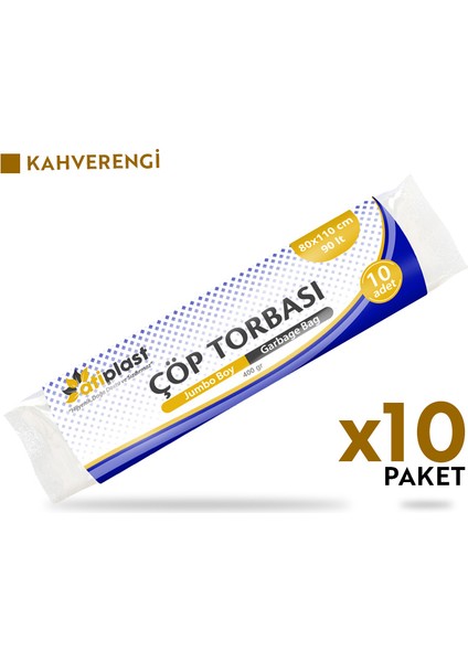 Çöp Torbası Endüstriyel Jumbo Boy 400 gr 80 x 110 cm Kahverengi 10 Rulo