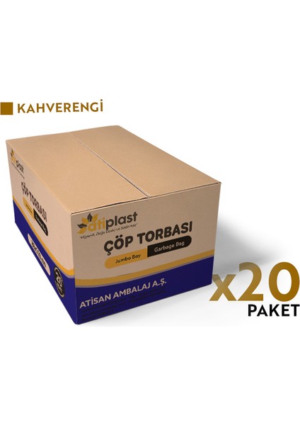 Çöp Torbası Endüstriyel Jumbo Boy 400 gr 80 x 110 cm Kahverengi 20 Rulo