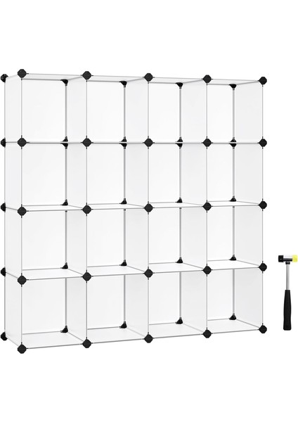 Ayakkabı Rafı 15 Küp, Plastik Raf, 153 x 31 x 153 cm, Beyaz LPC44L