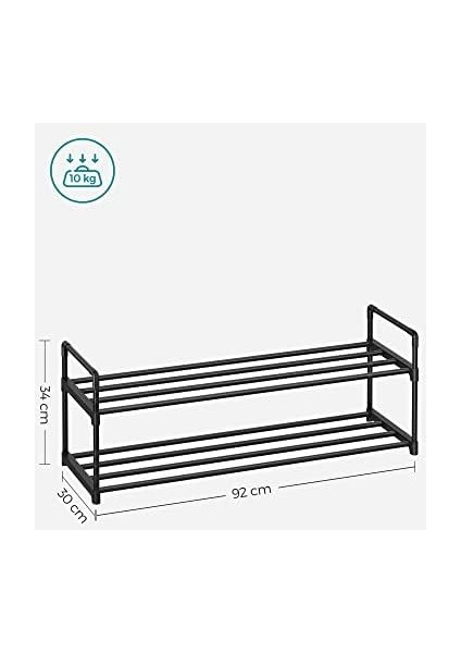 2 Seviyeli Ayakkabı Rafı, 10 Çift Ayakkabıya Kadar Metal Ayakkabı Saklama Yeri LSA12BK fiyatları