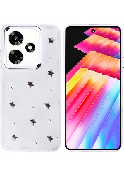 Infinix Hot 30i Kılıf Simli Glitter Yıldız Desenli Kapak