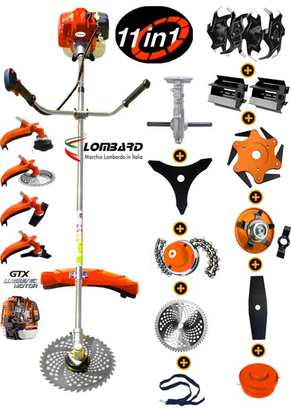 Italia Turbo 561 11 In 1 Ful Set Yan Tipi Benzinli Tırpan + Toprak Eşeleme + Akrobat Çapa