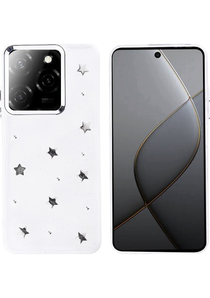 Infinix Hot 40 Kılıf Simli Glitter Yıldız Desenli Kapak