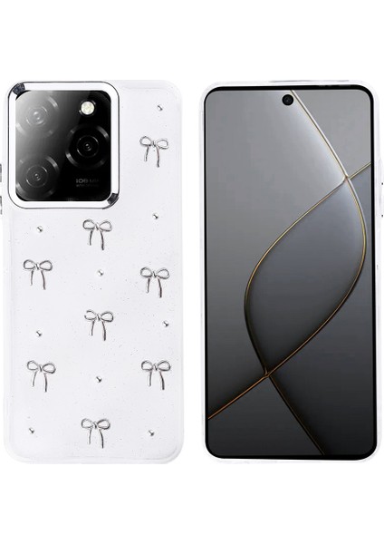 Infinix Hot 40 Kılıf Simli Glitter Fiyonk Desenli Kapak