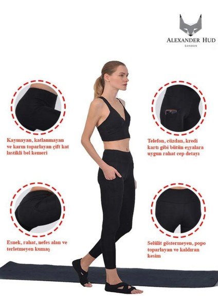 Alexander Hud Kadın Tayt Toparlayıcı Sıkılaştiricı Inceltici Şekillendirici Yüksek Bel Spor Günlük Yan Cepli Tayt fiyatları