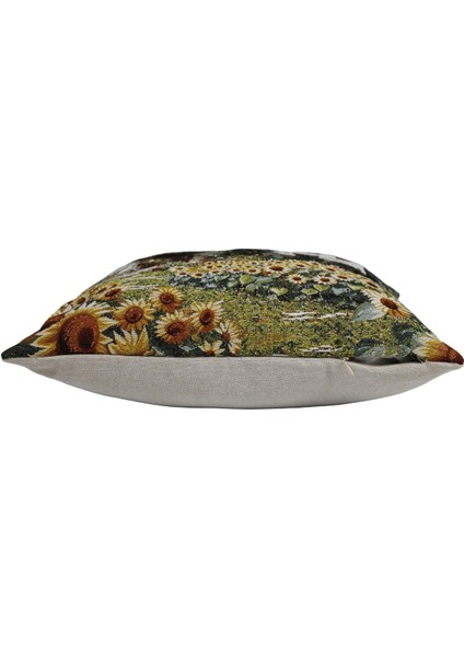 Belıeve Connel Jakarlı Dokuma Goblen Dekoratif Ayçiçeği Manzarlı Kırlent 45*45 fiyatları