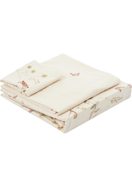 Melle DESENLI Pamuk Nevresim Takımı, Krem, Tek Kişilik