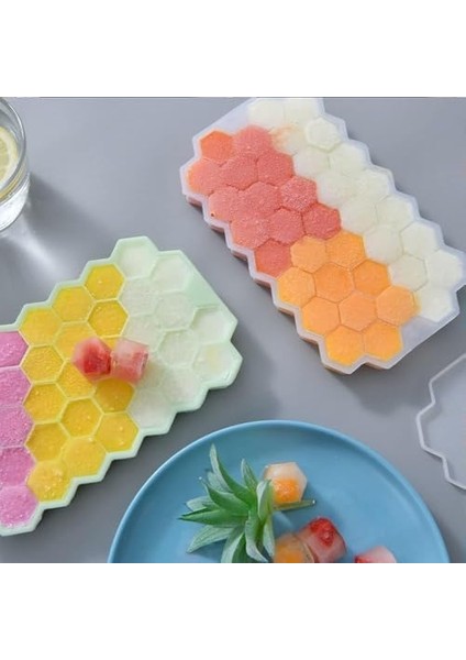 Home Pratik Petek Şeklinde Silikon Buz Kalıbı Silikon Yapışmaz Buzluk Petek Buz Küpü Asorti modelleri