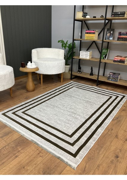 Çerçeve Model Bambu Yıkanabilir Parlak Halı Siyah Çizgi indirimleri
