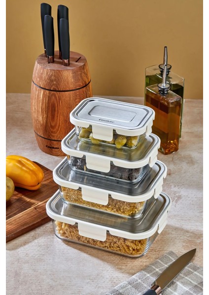 4'lü Cam Saklama Kabı Seti – Paslanmaz Çelik Kapaklı, Sızdırmaz, Hava Geçirmez, Bulaşık Makinesi ve Mikrodalga Uyumlu fırsatları