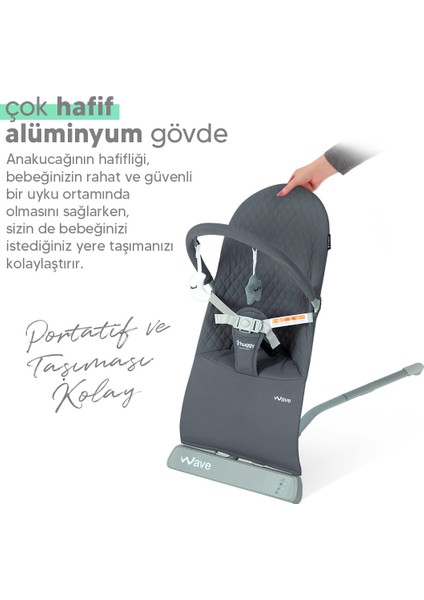 Wave Bebek Hareket Ettikçe Sallanabilen Kademeli Müzikli Titreşimli Anakucağı