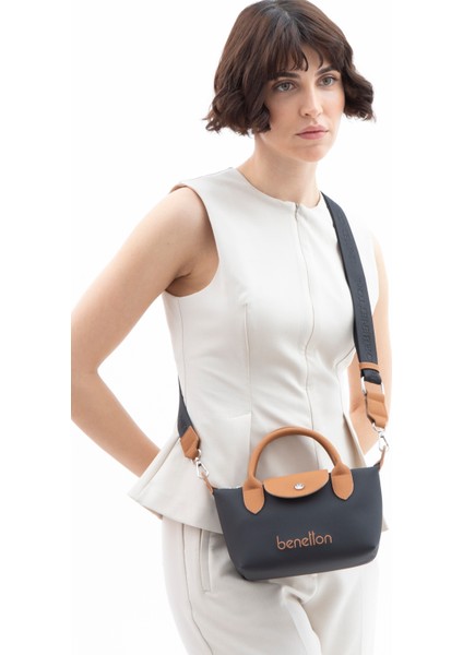 Benetton Kadın Çapraz Çanta Siyah-Camel BNT1601 fırsatları