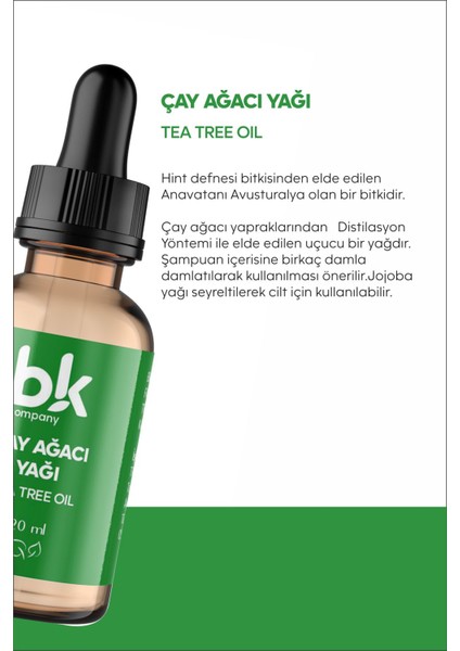 Çay Ağacı Yağı Cilt ve Saç Için Kullanımı Uygun. Akne Karşıtı , Kepek Onleyici. 20 ml Serum
