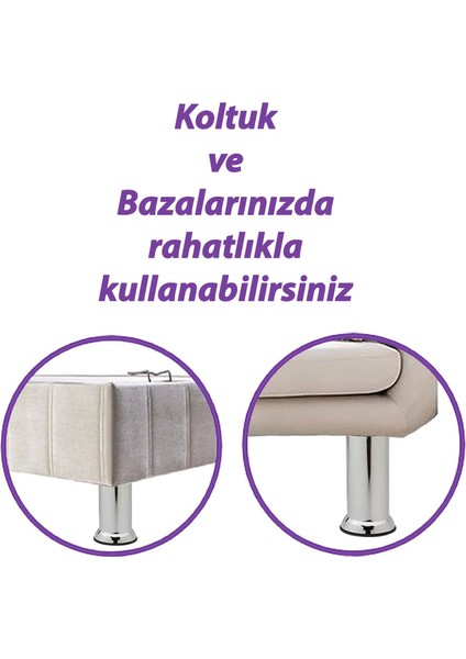 Metal Destek Ayağı 10 cm Krom Mobilya Kanepe Baza Koltuk Ünite Ayakları Metrik 8 Civatalı Ince Diş