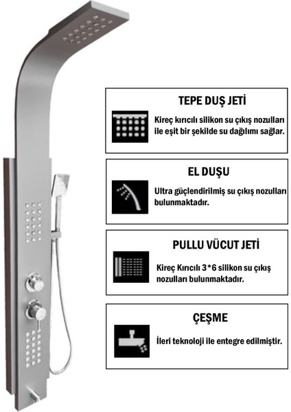 Victoria Aqua Silver Gri Masajlı Duş Paneli - Dikey Jakuzi - Robot Duş - El Duşu - Lüx Duş fiyatları