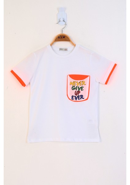 Erkek Çocuk Cep Detaylı Baskılı Tişört