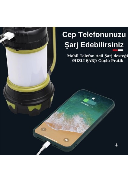 Trendstore Kamp Tipi LED USB Şarj Edilebilir Dim Pot Su Geçirmez Taşınabilir El Feneri