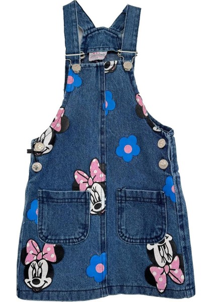 Baskılı Çift Cepli Kot Elbise Kız Jile 2/9 Yaş