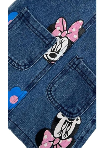 Baskılı Çift Cepli Kot Elbise Kız Jile 2/9 Yaş fiyatları