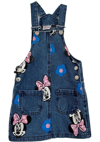 Baskılı Çift Cepli Kot Elbise Kız Jile 2/9 Yaş modelleri