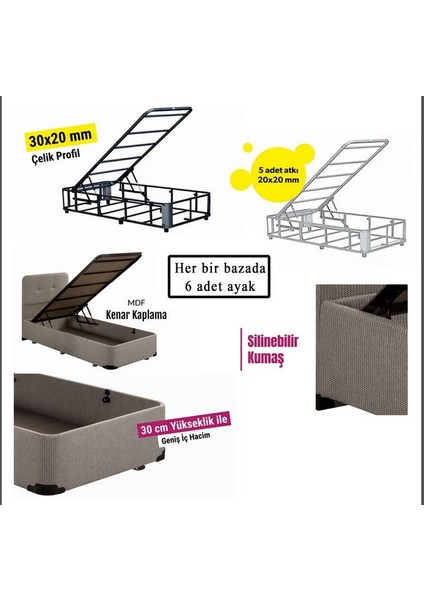 Niron Baza 160X200 cm Çift Kişilik Sandıklı Klasik Kumaş Baza Sağlamlaştırılmış Metal Profil Baza fırsatları