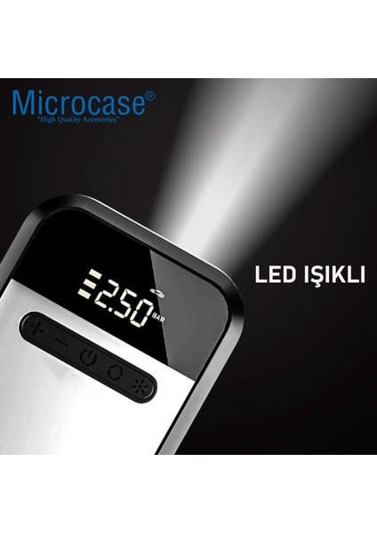 HL-008 Wireless Özellikli Şarjlı Taşınabilir Basınç Göstergeli Kompresör Powerbankli Reflektör Işıklı - AL4903