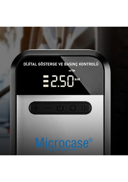 HL-008 Wireless Özellikli Şarjlı Taşınabilir Basınç Göstergeli Kompresör Powerbankli Reflektör Işıklı - AL4903