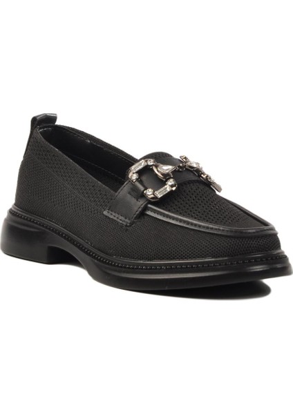 261192 Z Siyah Taşlı Triko Kadın Günlük Ayakkabı