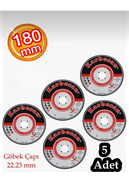 180X1,9X22.23 Metal Inox Kesici Taş (5 Adet)