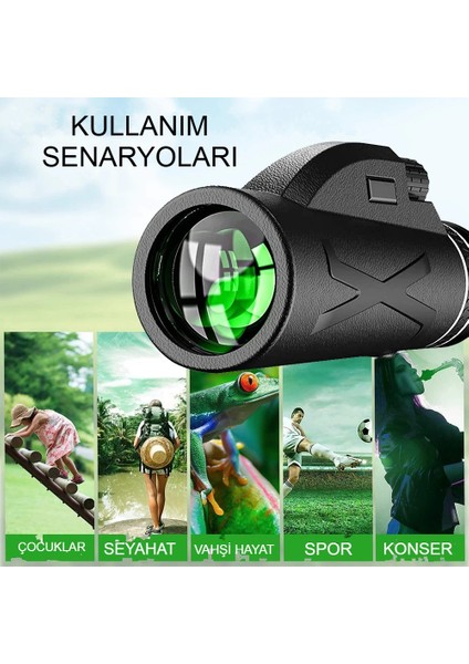 Dürbün 80X100 Ultra Hd Monoküler Zoomlu Su Geçirmez Kamp Kuş Gözlemi Doğa Tripodlu Telefon Tutacağı indirimleri