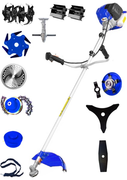 Alman Turbo 660 11 In 1 Ful Set Yan Tipi Benzinli Tırpan + Toprak Eşeleme + Akrobat Çapa