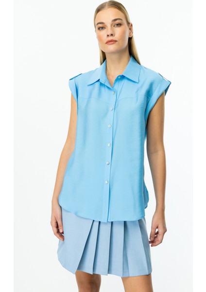 Omzu Apoletli Düğmeli Kadın Bluz 25Y.EKL.BLZ.03050.1