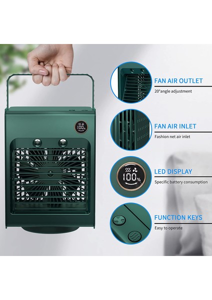 Taşınabilir Klima Fanı, Kişisel Soğutucu Masa Fanı Mini Saplı, 120 Derece Otomatik Salınım Yeşil (Yurt Dışından) fırsatları