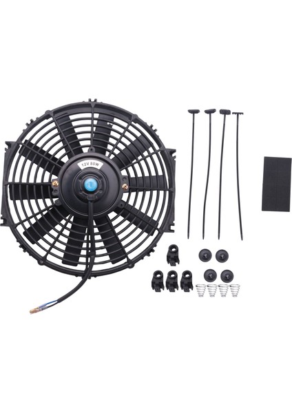 Evrensel 12 Inç Araba Su DC12V 90 W Çekme/itme Viraj Siyah Bıçak Elektrikli Soğutma Radyatör Fanı Kart (Yurt Dışından)