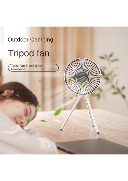 Taşınabilir Kamp Fanı Şarj Edilebilir Çok Mini USB Dış Mekan Tavan Işık Tripod Standı Masaüstü Gri (Yurt Dışından)