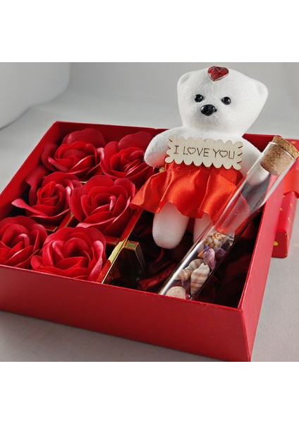 BigTrendStore Aşk Dolu Hediye Kutusu - Güller, Ayıcık ve Dilek Şişesi ile Romantik Sürpriz!