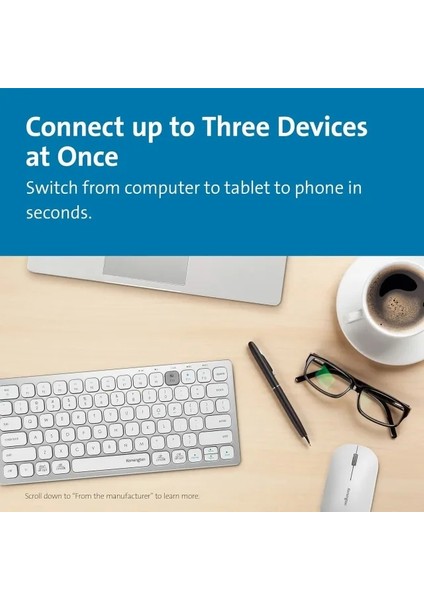 Çok Cihazlı Çift Kablosuz Kompakt Klavye (K75502US) Silver Compact Wireless fırsatları