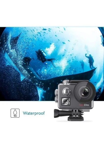 V50 Elite 4K60FPS Dokunmatik Ekran Wifi Su Geçirmez Aksiyon Kamerası 64GB Microsd Card Içerir indirimleri