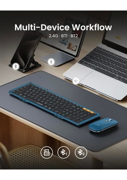 Protoarc XKM01 Bluetooth Katlanabilir Klavye ve Fare Blue