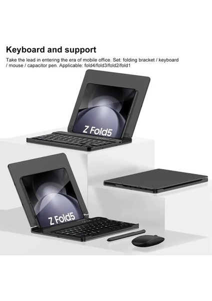 Samsung Galaxy Z Fold 4/5 Için Moaıto Masa Için Ayarlanabilir Stand Keyboard Stand Black