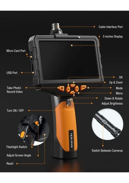 Çift Lensli Endoskop Muayene Kamerası 3.3ft indirimleri