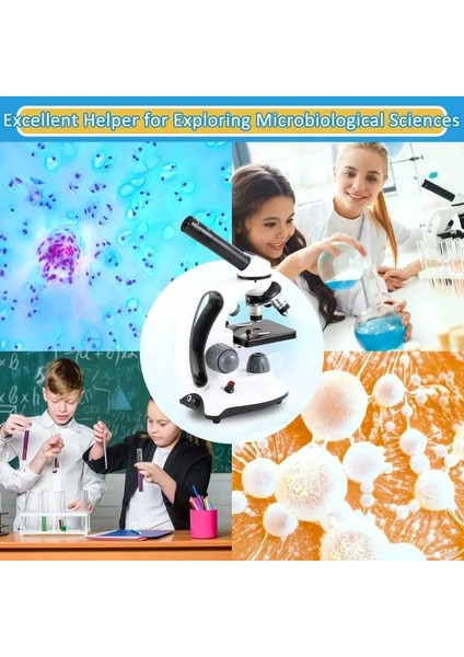 Crspexıl 40X-2000X Çocuk Öğrenciler Yetişkinler Için Mikroskoplar White