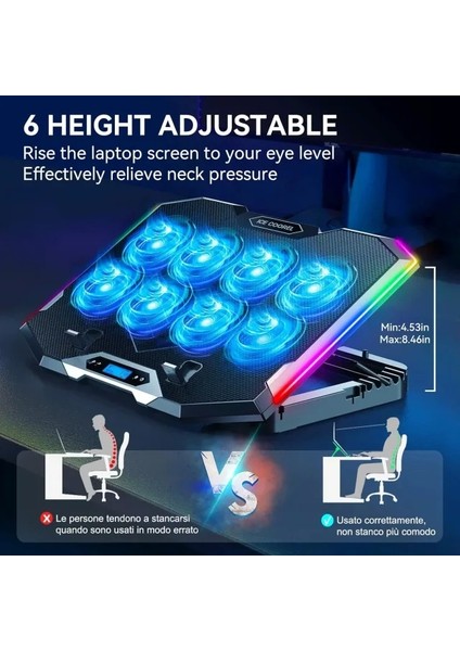 Oyun Laptop Soğutucu - 27.9-43.9 cm 8 Fan fırsatları
