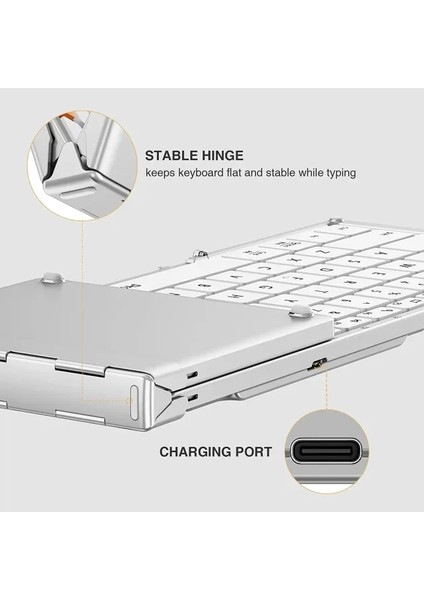 Protoarc Katlanabilir Bluetooth Klavye Beyaz Gri