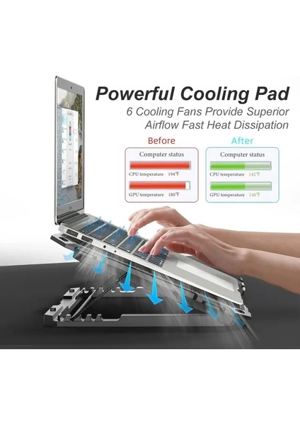 Laptop Soğutucu - 35.5-43 cm 6 Fans Blue fiyatları