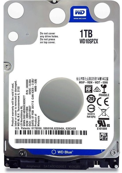 Blue 1tb 5400RPM 128MB Sata3 6gbit/sn WD10SPZX Notebook HDD